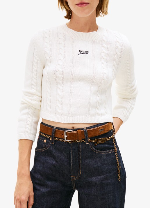 Tommy Hilfiger Kabelgebreide trui met logoborduring