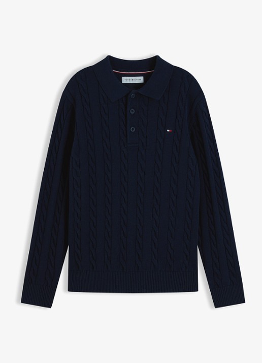 Tommy Hilfiger Kabelgebreide trui met polokraag