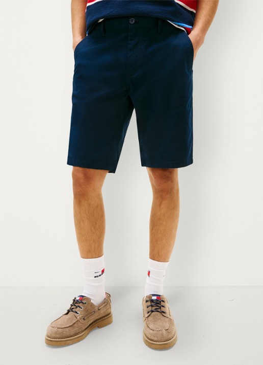 Tommy Hilfiger Korte broek in katoenblend - detail 3 donkerblauw