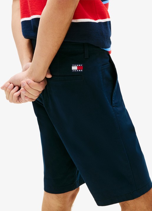 Tommy Hilfiger Korte broek in katoenblend - detail 4 donkerblauw