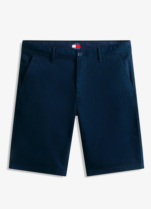 Tommy Hilfiger Korte broek in katoenblend - voorkant donkerblauw