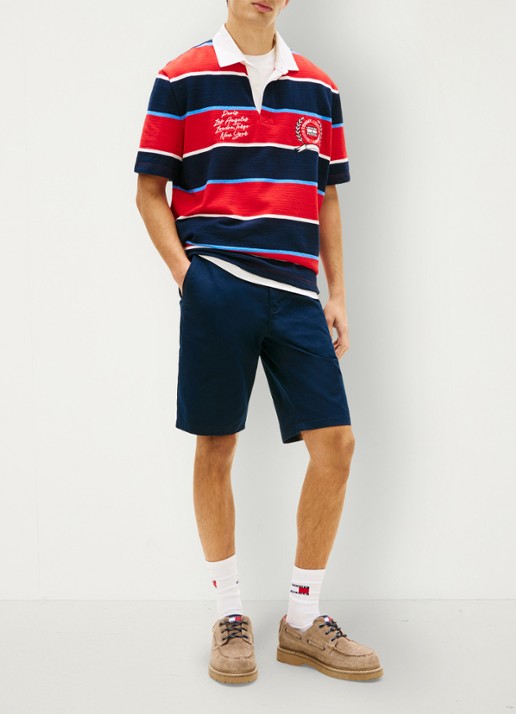 Tommy Hilfiger Korte broek in katoenblend - voorkant 2 donkerblauw