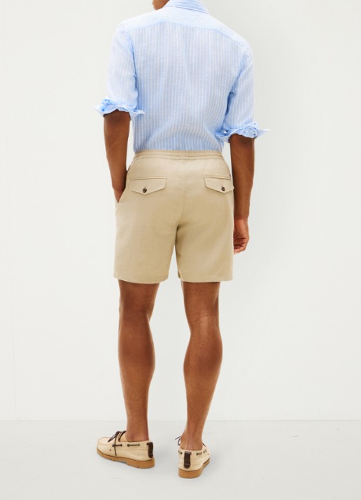 Tommy Hilfiger Korte broek in linnenblend - achterkant 3 khaki