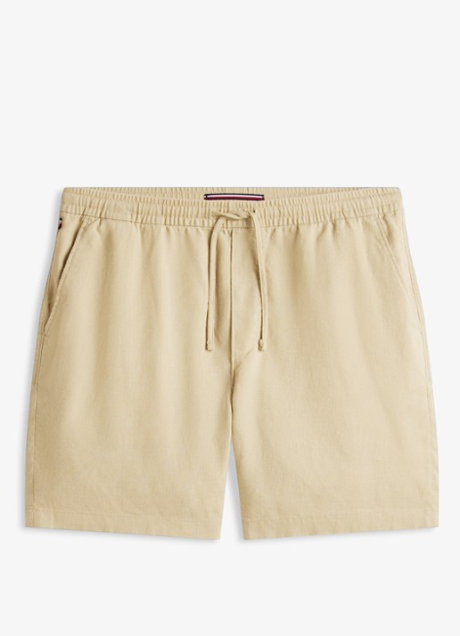 Tommy Hilfiger Korte broek in linnenblend - voorkant 4 khaki