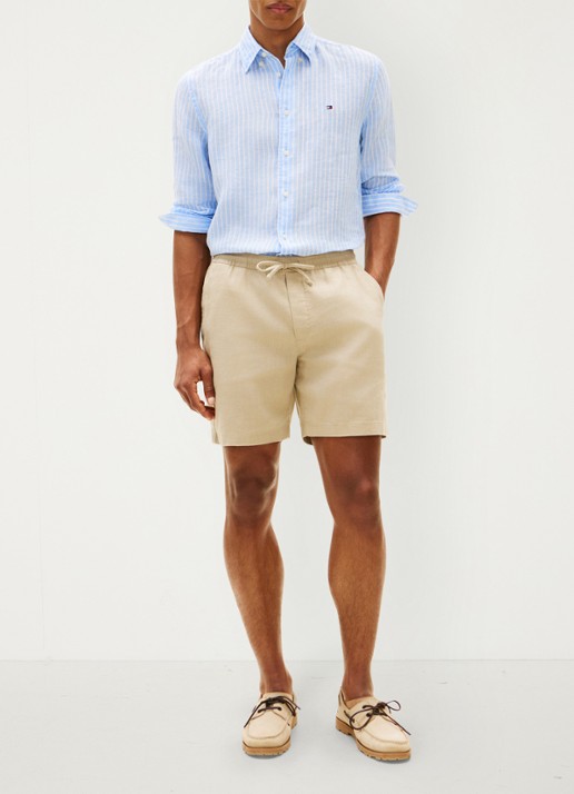 Tommy Hilfiger Korte broek in linnenblend - voorkant 5 khaki