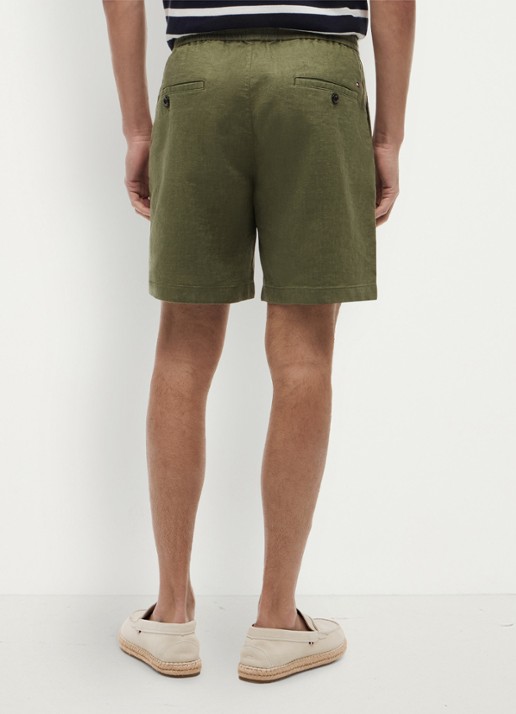 Tommy Hilfiger Korte broek in linnenblend - achterkant groen
