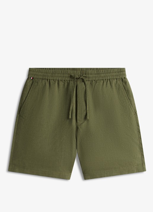 Tommy Hilfiger Korte broek in linnenblend - voorkant 2 groen