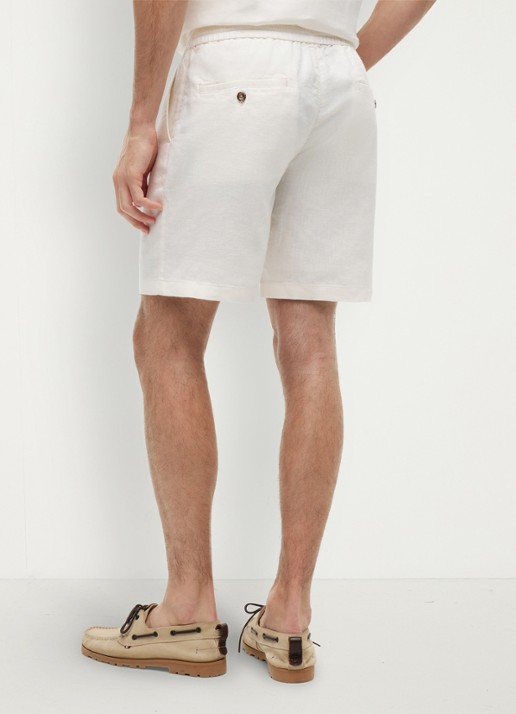 Tommy Hilfiger Korte broek in linnenblend - achterkant ivoor