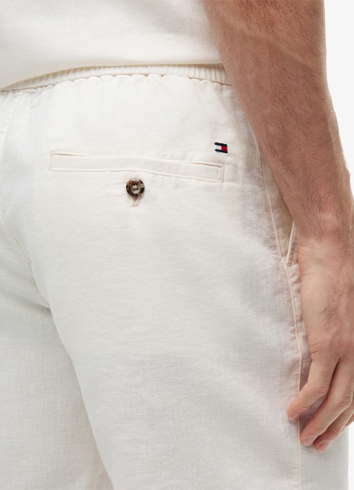 Tommy Hilfiger Korte broek in linnenblend - detail 5 ivoor