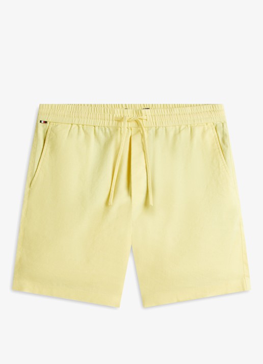 Tommy Hilfiger Korte broek in linnenblend - voorkant 2 geel