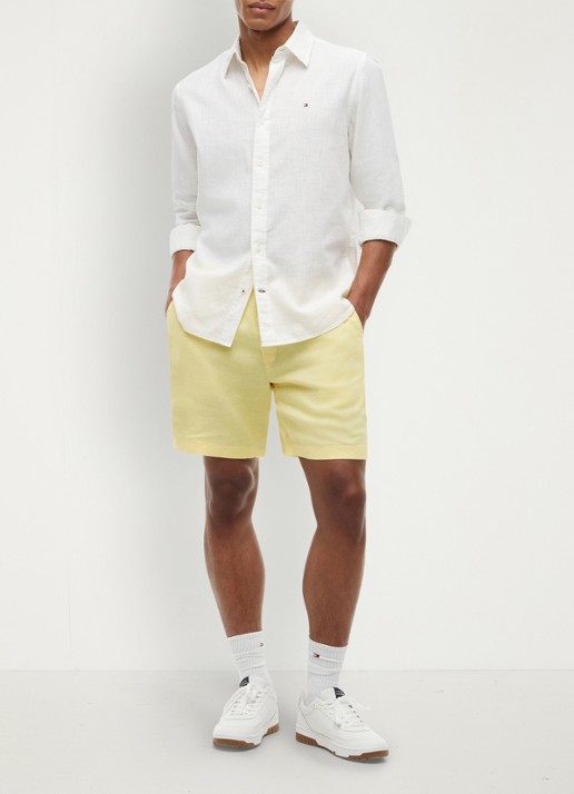 Tommy Hilfiger Korte broek in linnenblend - voorkant 3 geel