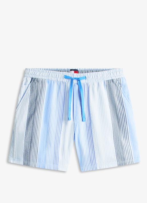 Tommy Hilfiger Korte broek met streepprint - voorkant lichtblauw