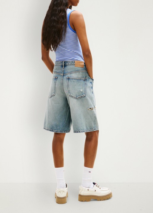 Tommy Hilfiger Korte broek van denim - achterkant donkerblauw