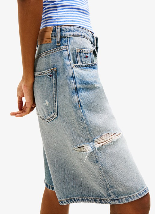 Tommy Hilfiger Korte broek van denim - detail 5 donkerblauw