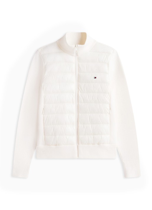 Tommy Hilfiger Lightweight gewatteerde jack met logo - voorkant 2 ivoor