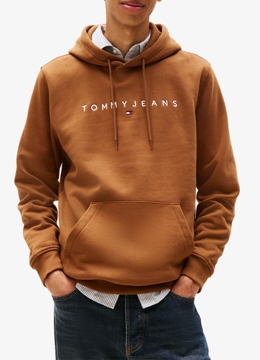 Tommy Hilfiger Linear Logo Embroidery Kangaroo Pocket Hoody - detail 4 bruin