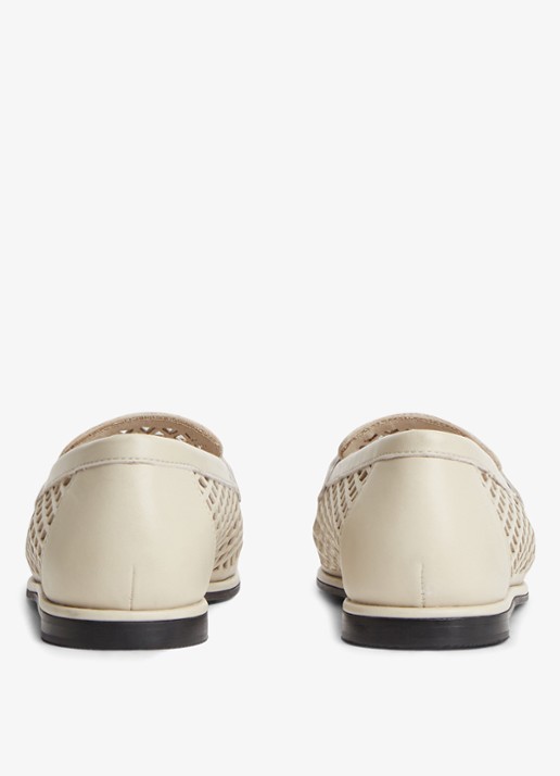 Tommy Hilfiger Loafer met opengewerkt dessin - achterkant 3 beige