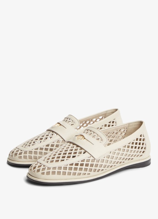 Tommy Hilfiger Loafer met opengewerkt dessin - detail 4 beige