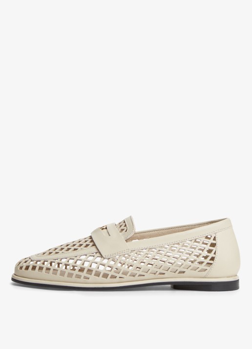 Tommy Hilfiger Loafer met opengewerkt dessin - detail 5 beige