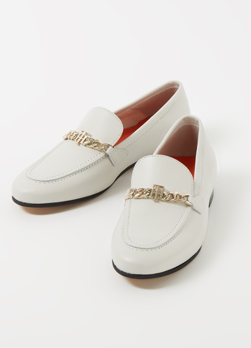 Tommy Hilfiger Loafer van leer - detail gebroken wit
