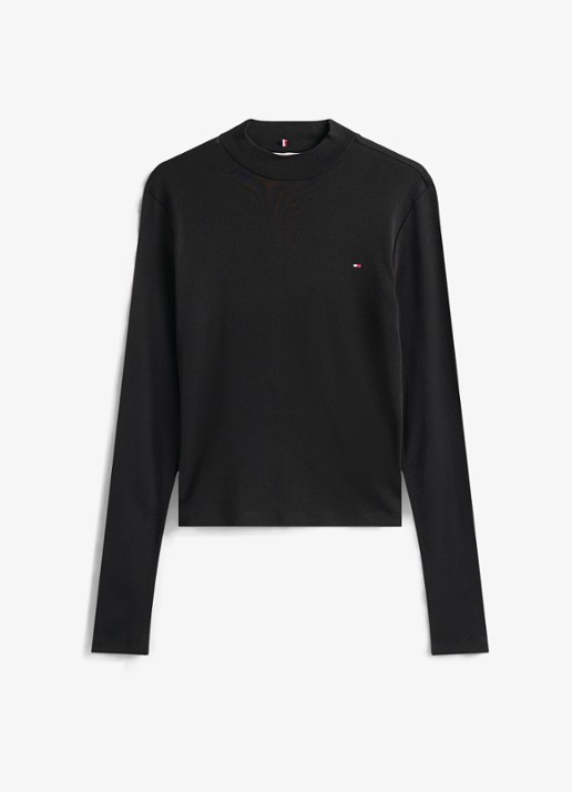 Tommy Hilfiger Longsleeve met col - voorkant 4 zwart