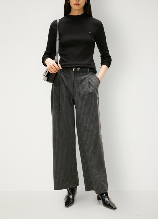 Tommy Hilfiger Longsleeve met col - voorkant 5 zwart