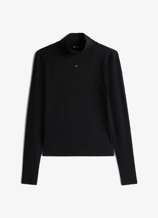 Tommy Hilfiger Longsleeve met col - voorkant zwart