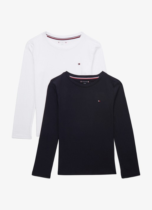 Tommy Hilfiger Longsleeve met logo in 2-pack - detail 5 donkerblauw