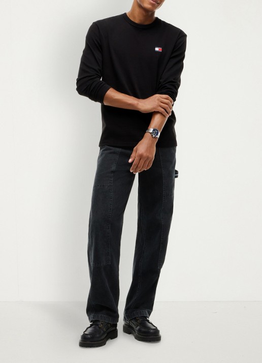 Tommy Hilfiger Longsleeve met logo - voorkant 6 zwart