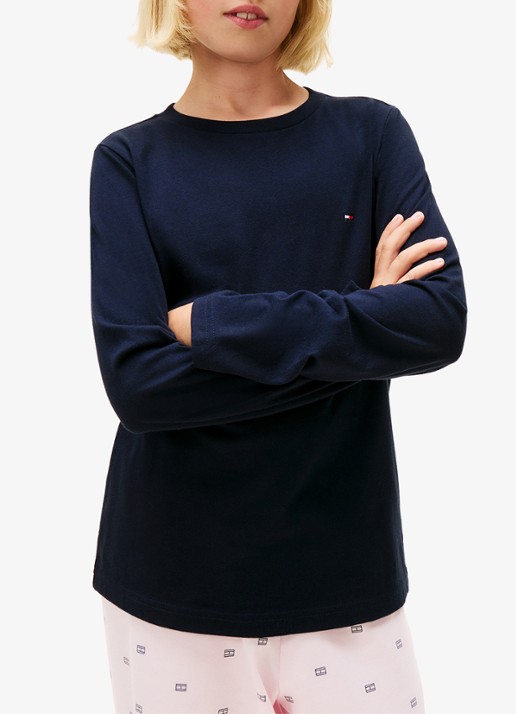 Tommy Hilfiger Longsleeve met logoborduring in 2-pack - detail donkerblauw