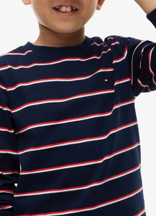 Tommy Hilfiger Longsleeve met streepdessin en logo  - detail 7 donkerblauw