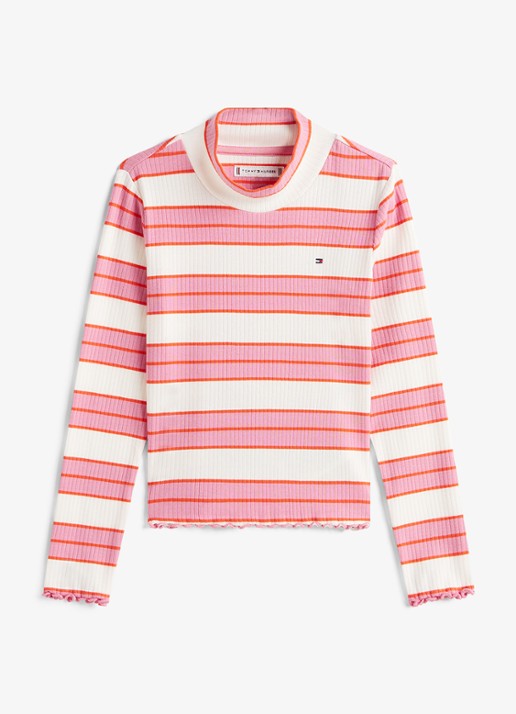 Tommy Hilfiger Longsleeve top met logoborduring - voorkant 4 roze