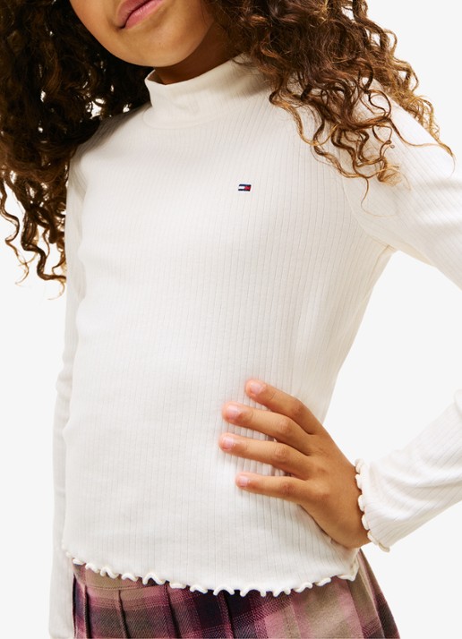 Tommy Hilfiger Longsleeve top met logoborduring - detail 5 wit