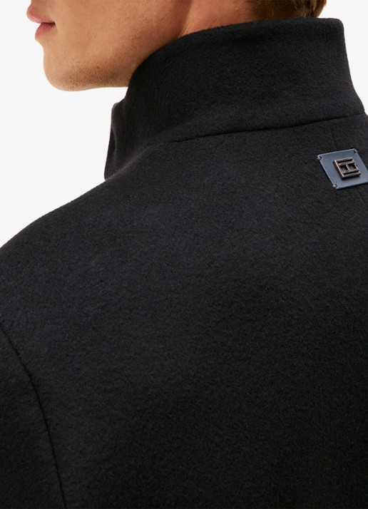 Tommy Hilfiger Mantel in wolblend met steekzakken - detail 3 zwart