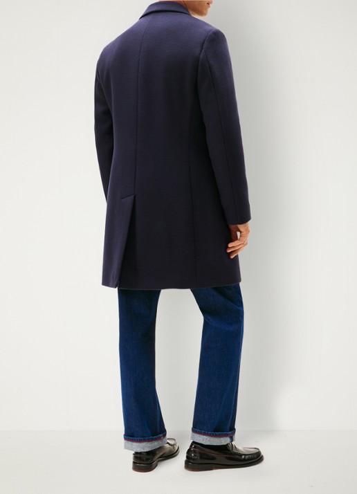 Tommy Hilfiger Mantel in wolblend met steekzakken - achterkant 5 donkerblauw
