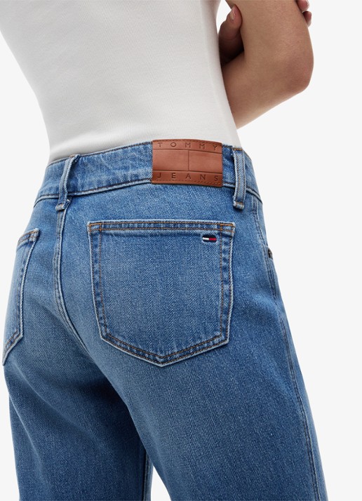 Tommy Hilfiger Mid waist flared jeans met medium wassing - detail 4 donkerblauw