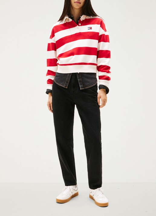 Tommy Hilfiger Mid waist mom jeans met gekleurde wassing - voorkant 4 zwart