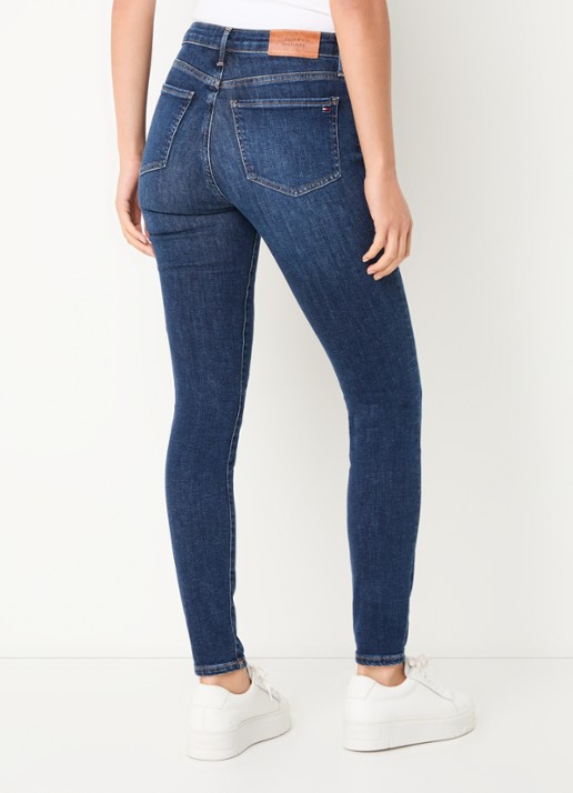 Tommy Hilfiger Mid waist skinny jeans met donkere wassing - achterkant 9 indigo