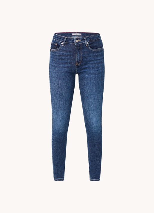 Tommy Hilfiger Mid waist skinny jeans met donkere wassing - voorkant indigo