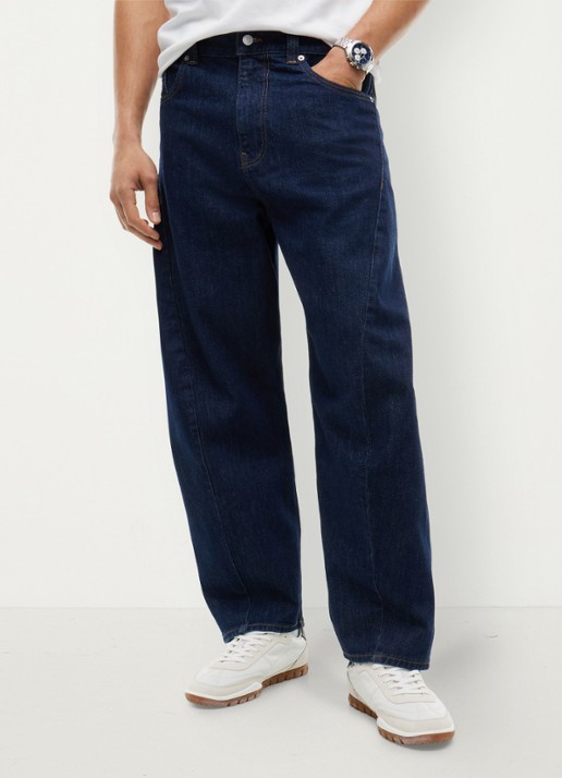 Tommy Hilfiger Mid waist straight fit jeans met donkere wassing - detail denim