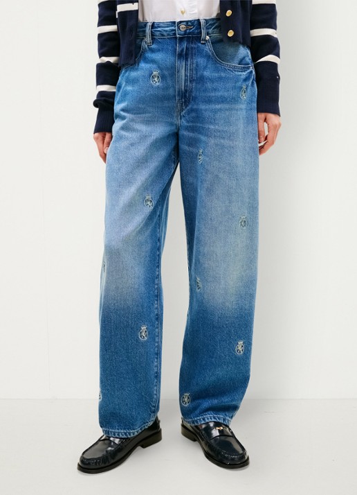 Tommy Hilfiger Mid waist straight fit jeans met logoprint