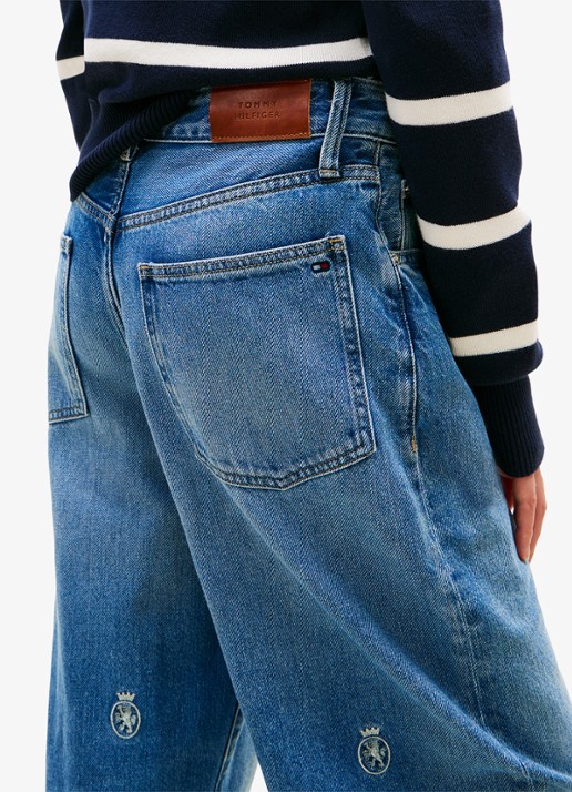 Tommy Hilfiger Mid waist straight fit jeans met logoprint - detail 2 denim