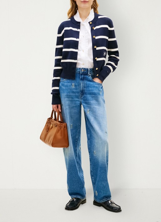 Tommy Hilfiger Mid waist straight fit jeans met logoprint - voorkant 4 denim