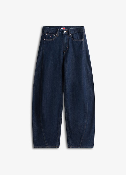 Tommy Hilfiger Mid waist tapered fit jeans met steekzakken - voorkant donkerblauw