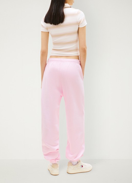 Tommy Hilfiger Mid waist tapered fit joggingbroek met logoborduring - achterkant lichtroze