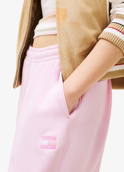 Tommy Hilfiger Mid waist tapered fit joggingbroek met logoborduring - detail 3 lichtroze