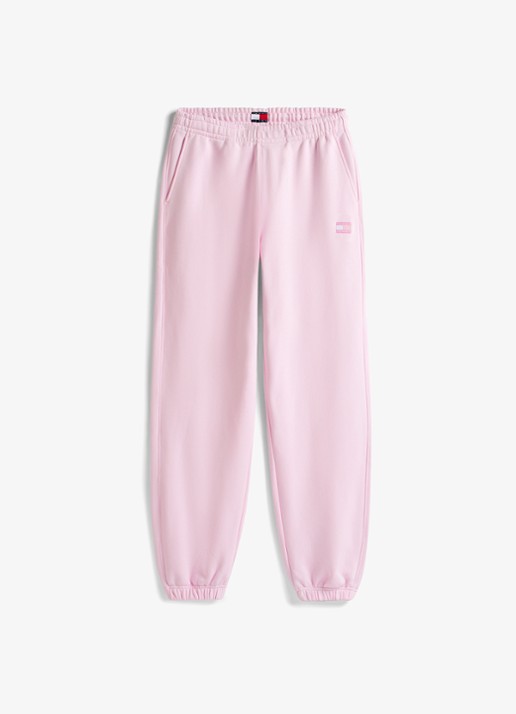 Tommy Hilfiger Mid waist tapered fit joggingbroek met logoborduring - voorkant 4 lichtroze