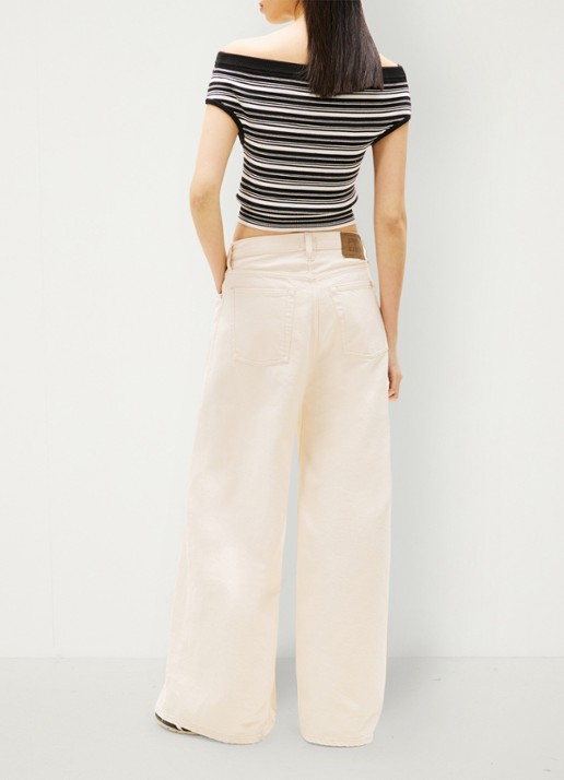 Tommy Hilfiger Mid waist wide fit jeans van katoen - achterkant gebroken wit