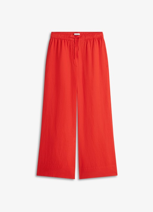 Tommy Hilfiger Mid waist wide fit palazzo broek van linnen - voorkant 2 koraalrood