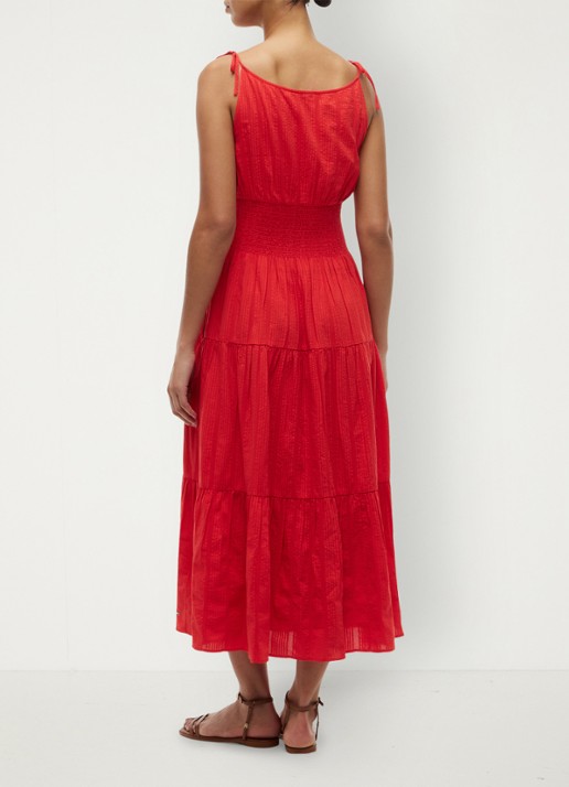 Tommy Hilfiger Midi jurk in katoenblend - achterkant 6 rood